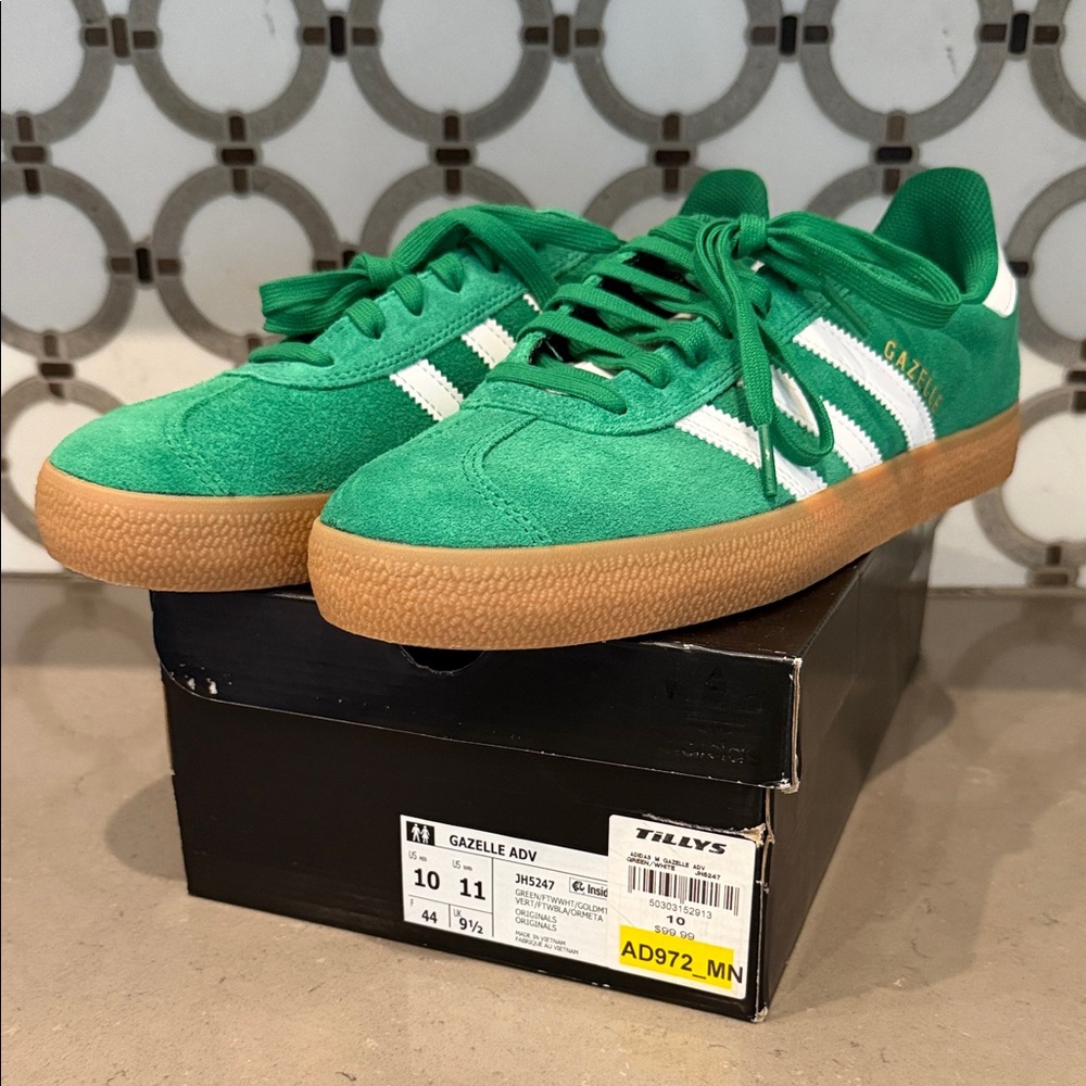 Adidas Gazelle ADV in Vibrant Green and White